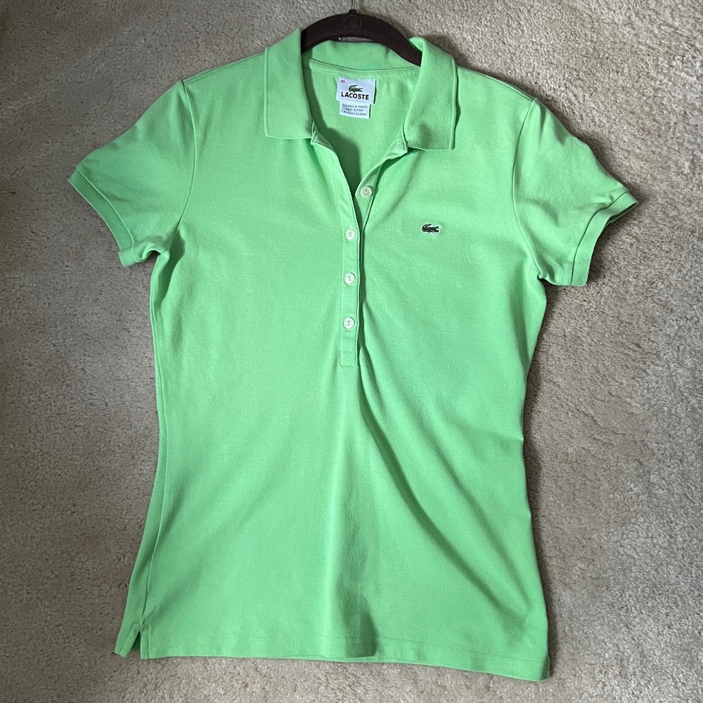 Women's Lacoste  Polo shirt - bright green, size 40, US medium